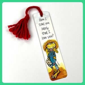 Vintage 1981 Frog Toad Bookmark Sunshine Thoughts Love Tassel Antioch H-343